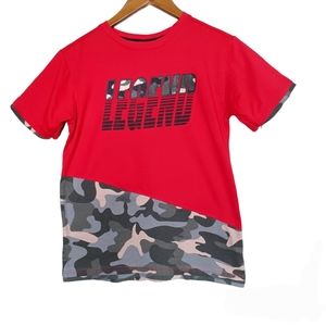 Quad Seven Red Camo Legend Big Boy's Short Sleeve Shirt Size 16/18